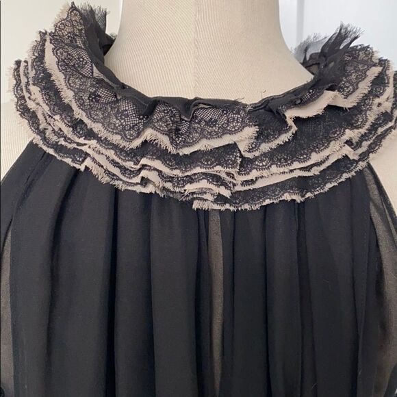 Robert Rodriguez Chiffon Ruffle Halter Lace Blouse - Picture 6 of 14
